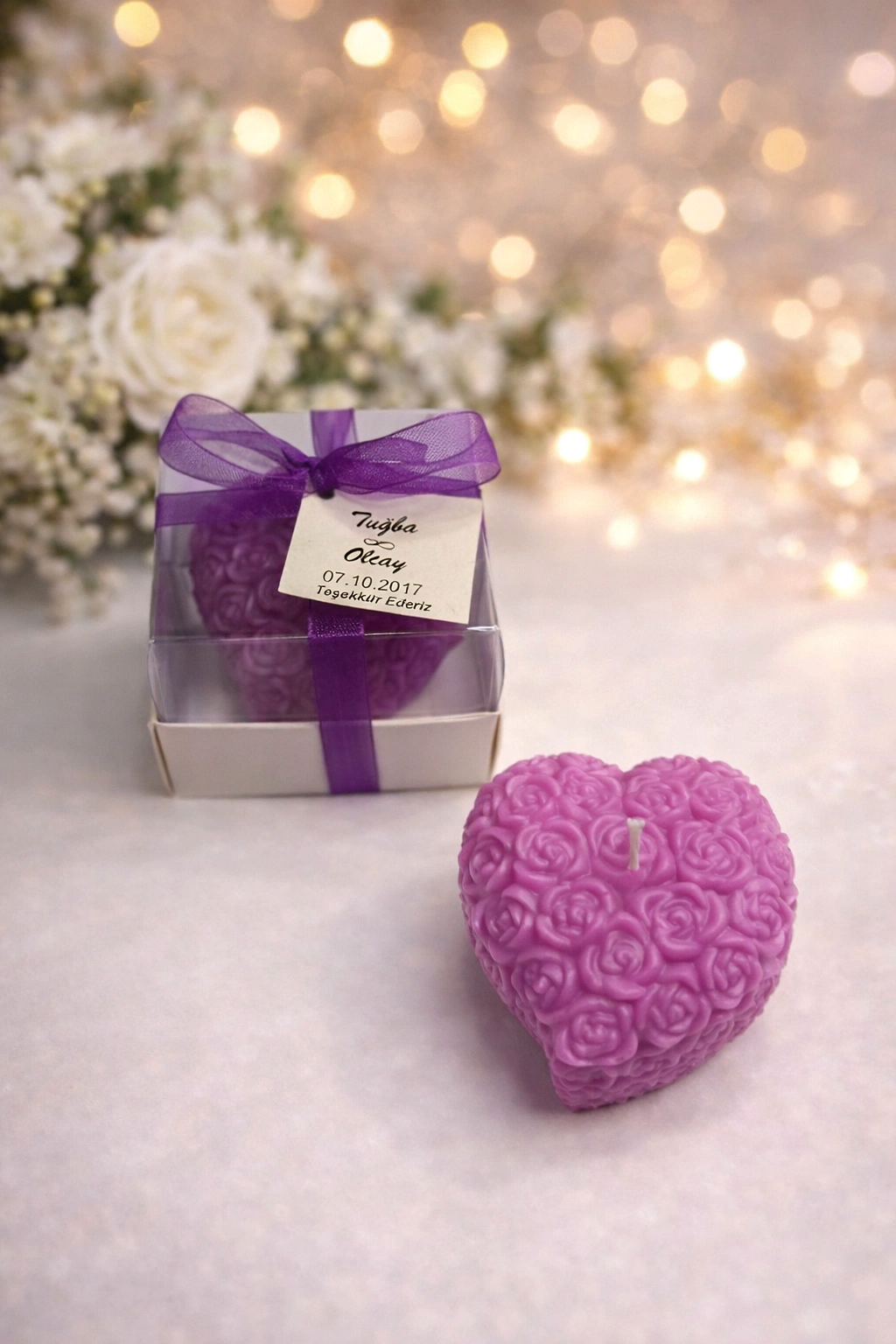 Kalpli Sırma Gül Mum