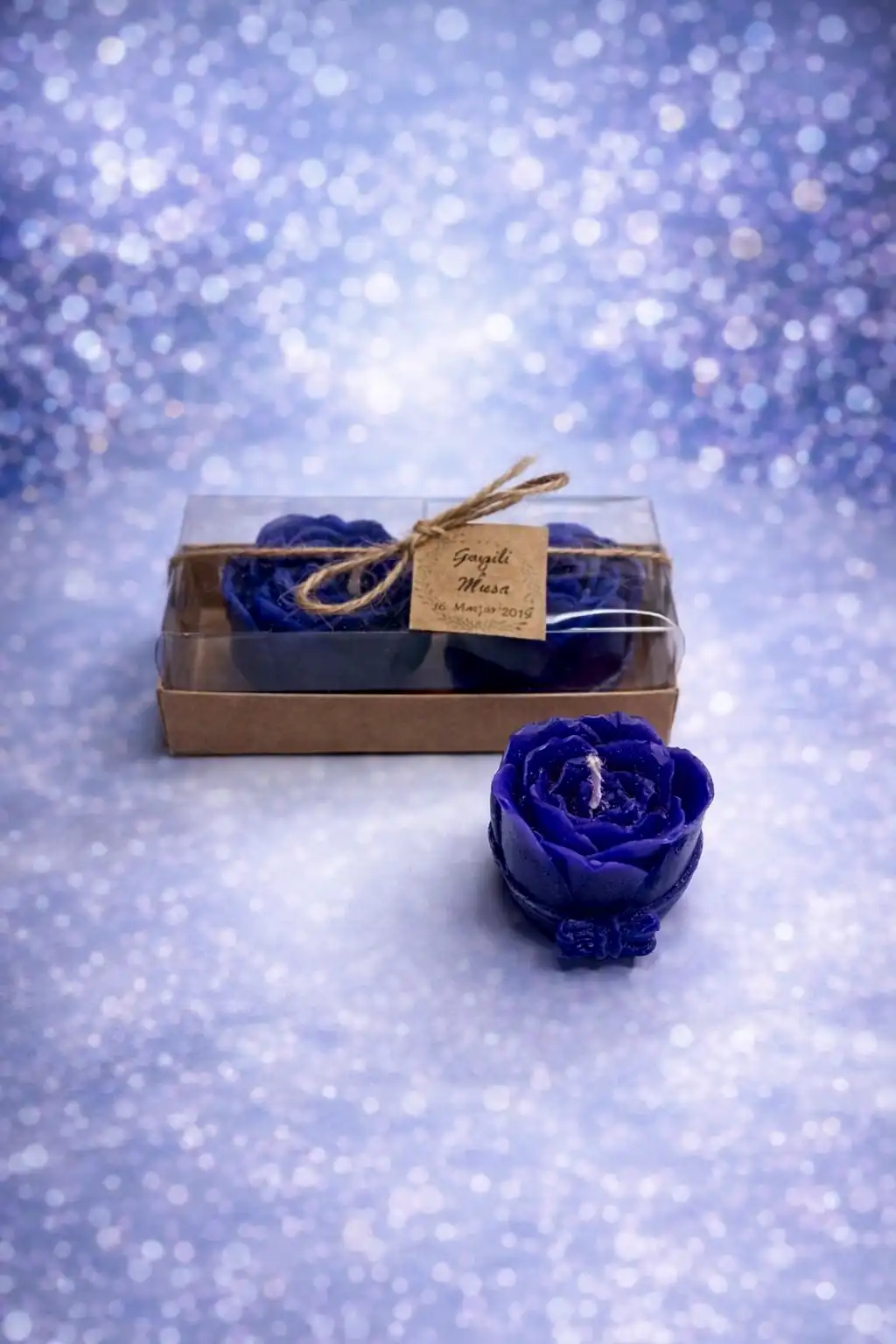 Fiyonklu Gül Mum İkili Set 