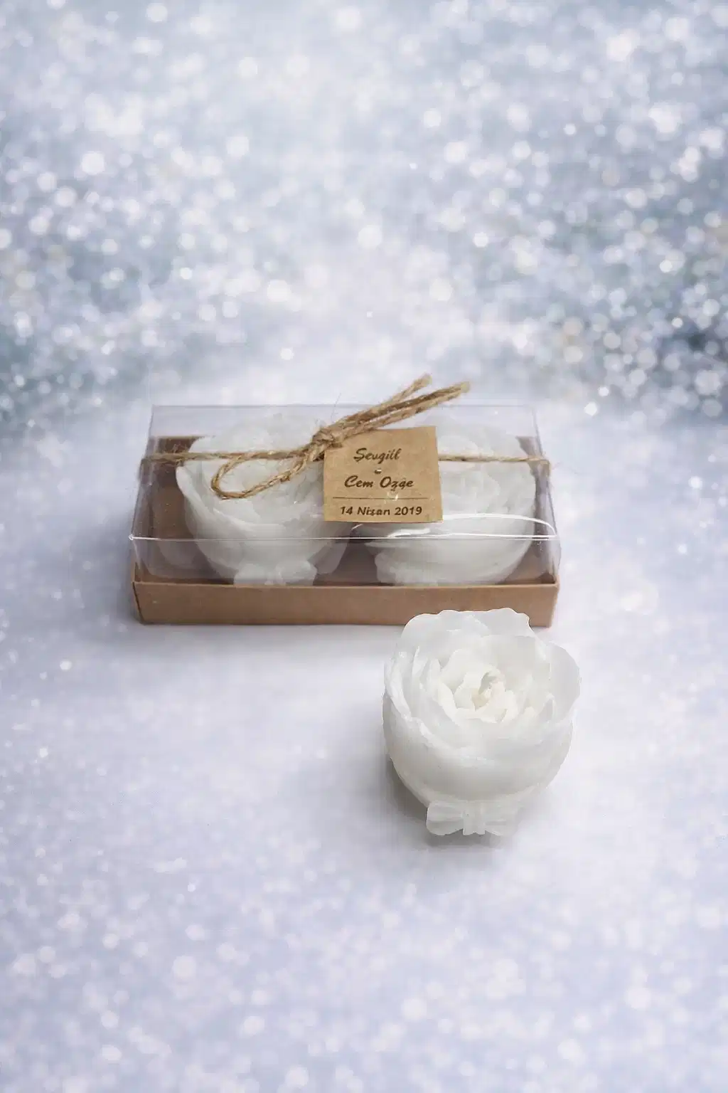 Fiyonklu Gül Mum İkili Set 