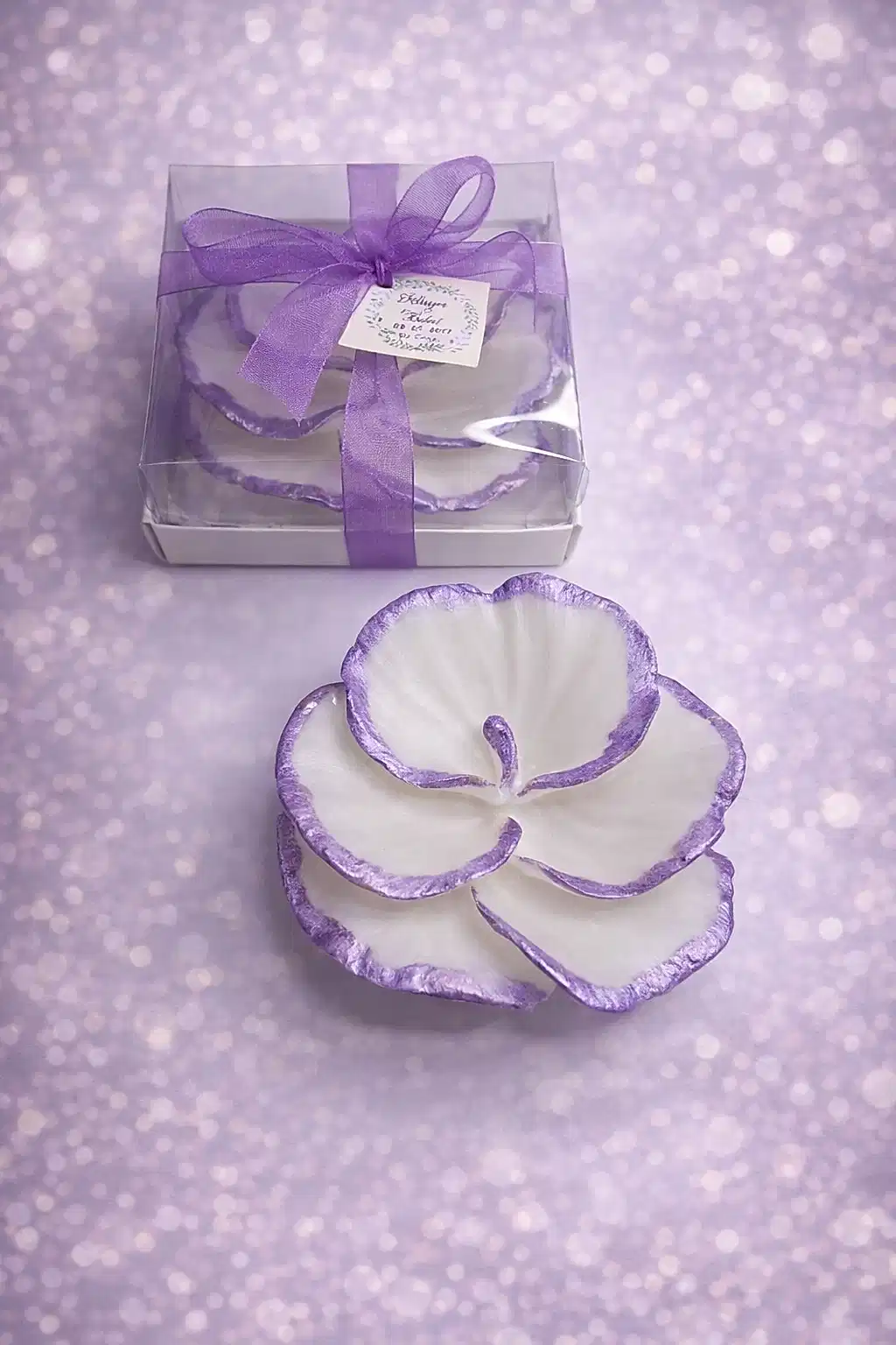 Orkide Büyük Boy Yaldız Boyalı Mum 