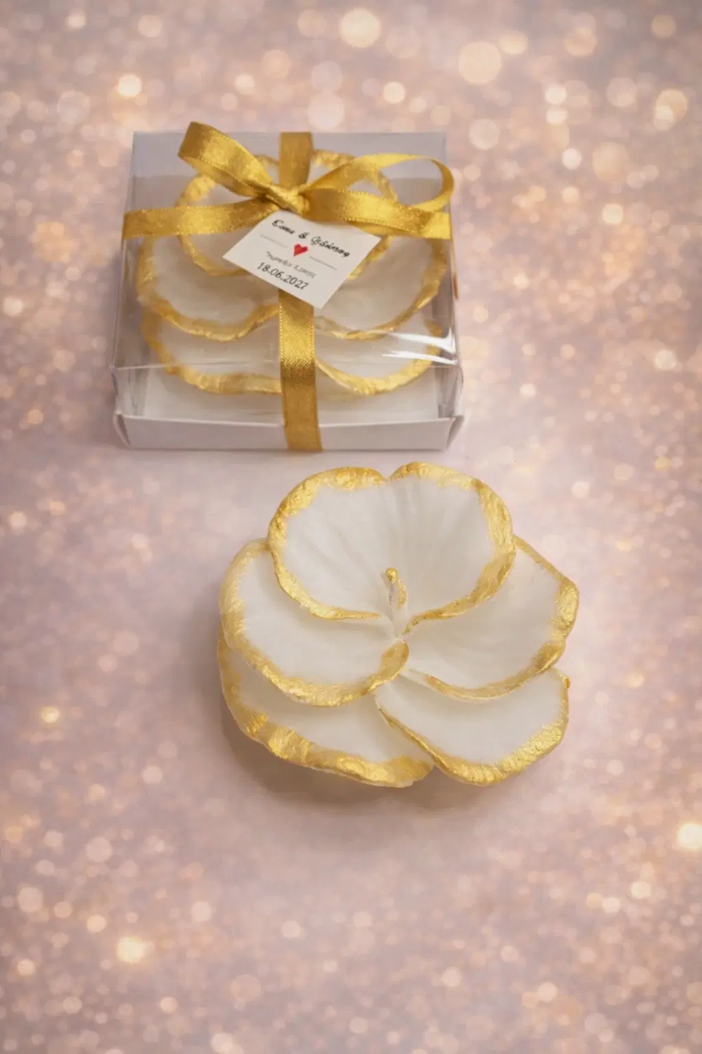 Orkide Büyük Boy Yaldız Boyalı Mum 