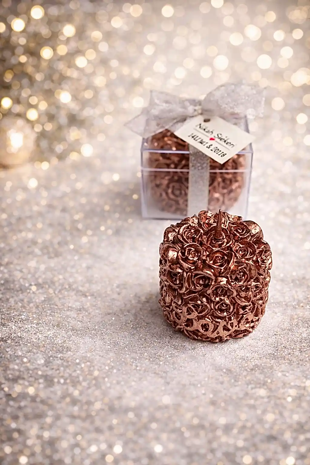 Mika Kutu Rulo Gül Yaldız Mum 