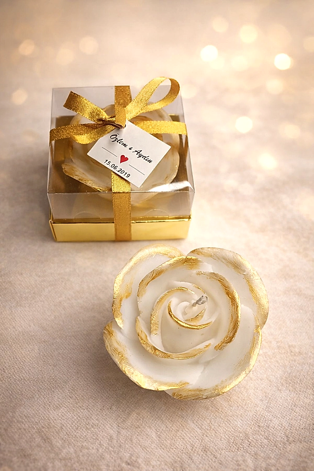 Gül Yaldız Boyalı Mum 