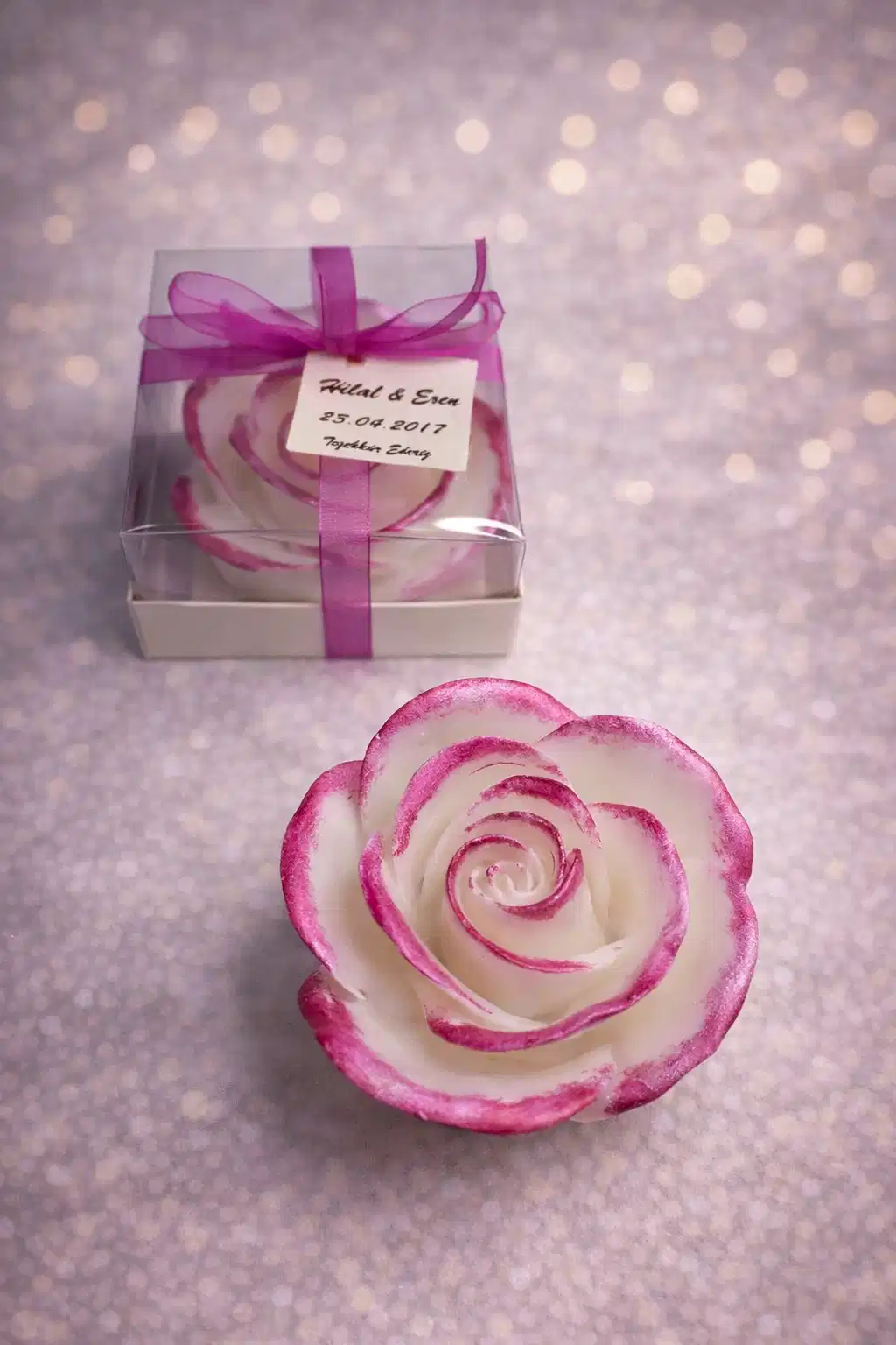 Gül Yaldız Boyalı Mum 