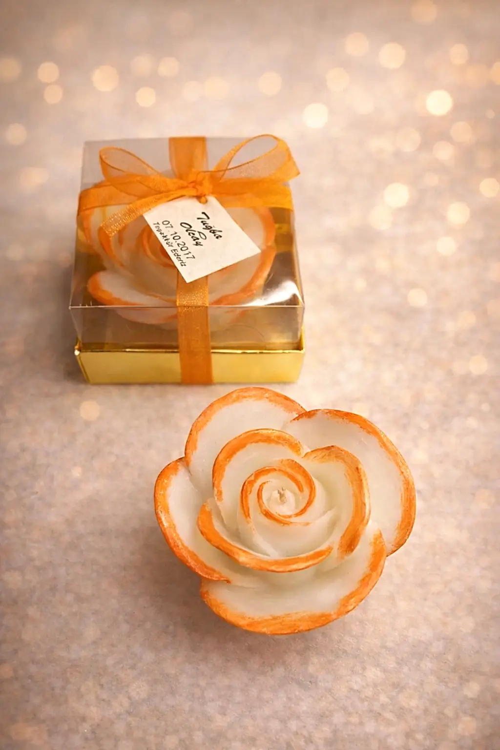 Gül Yaldız Boyalı Mum 