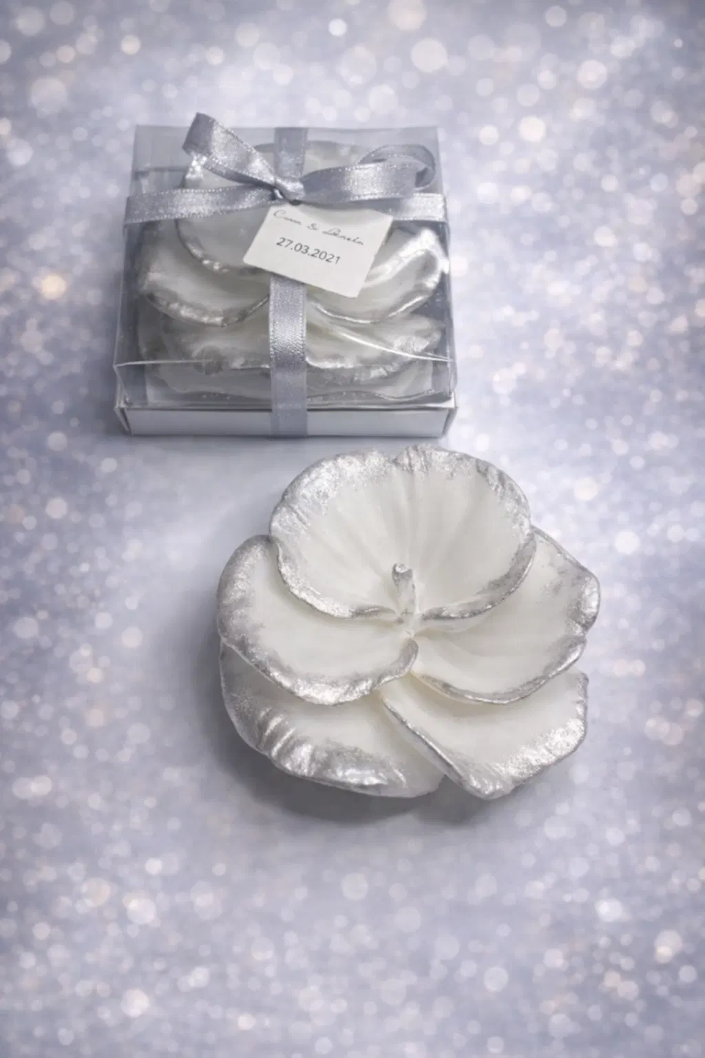 Orkide Büyük Boy Yaldız Boyalı Mum 