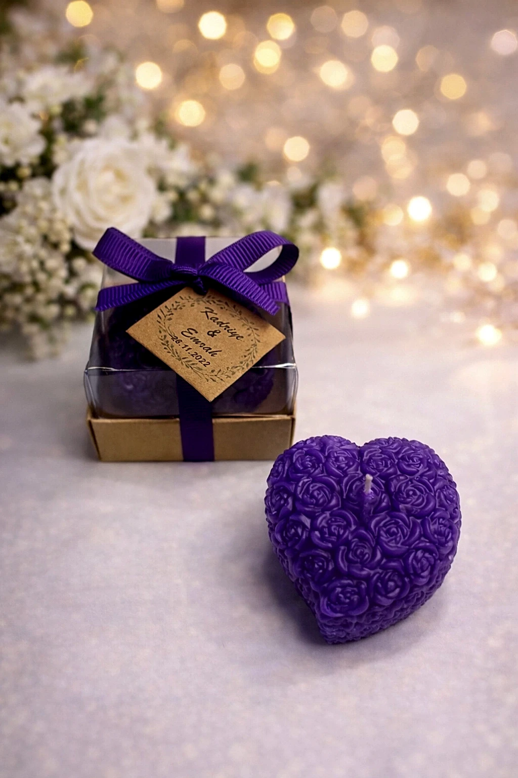 Kalpli Sırma Gül Mum