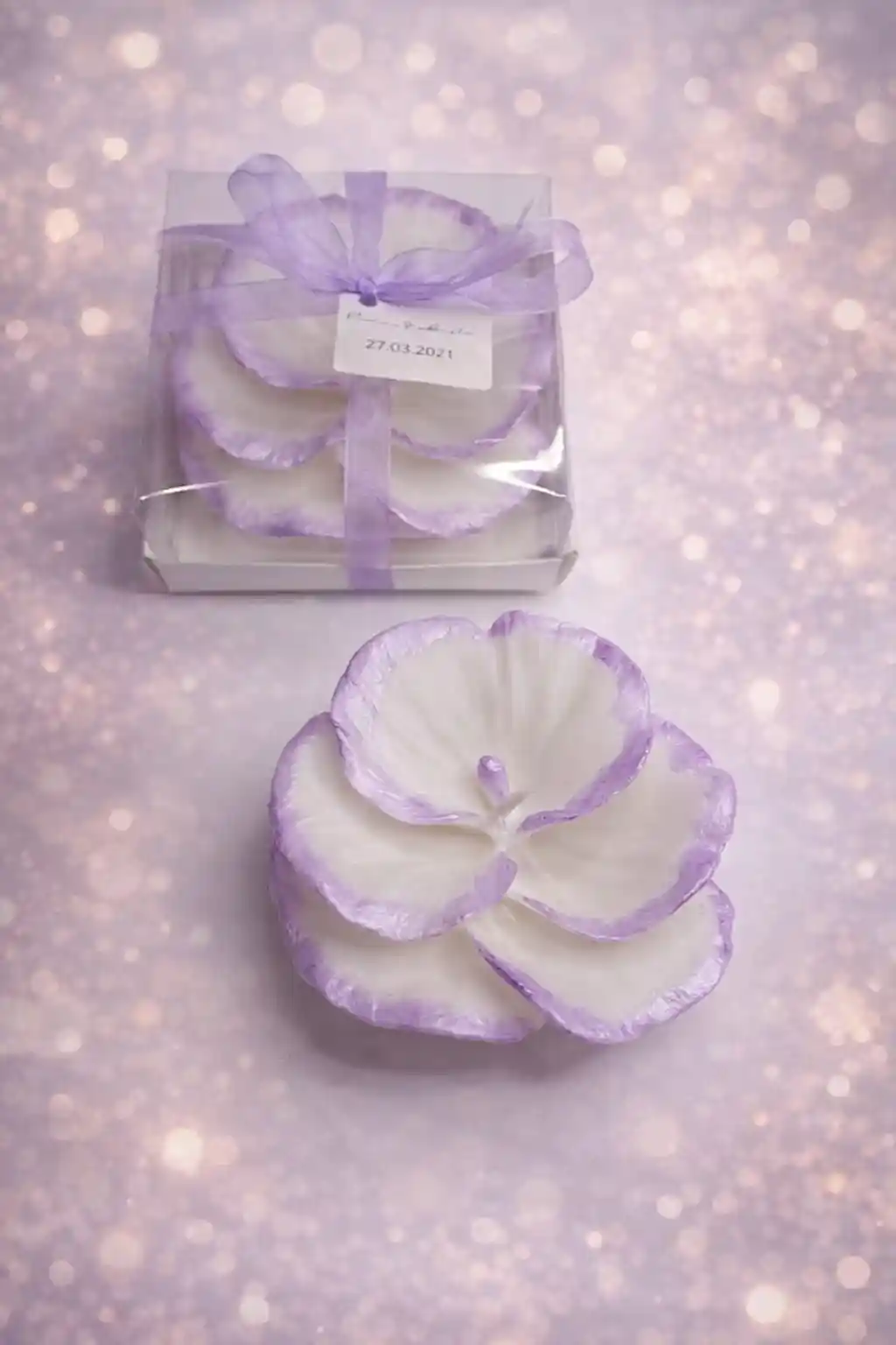 Orkide Büyük Boy Yaldız Boyalı Mum 