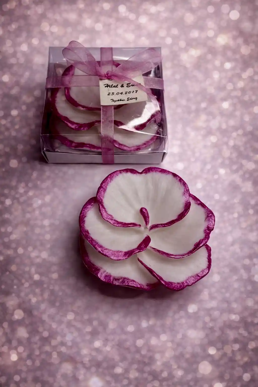 Orkide Büyük Boy Yaldız Boyalı Mum 