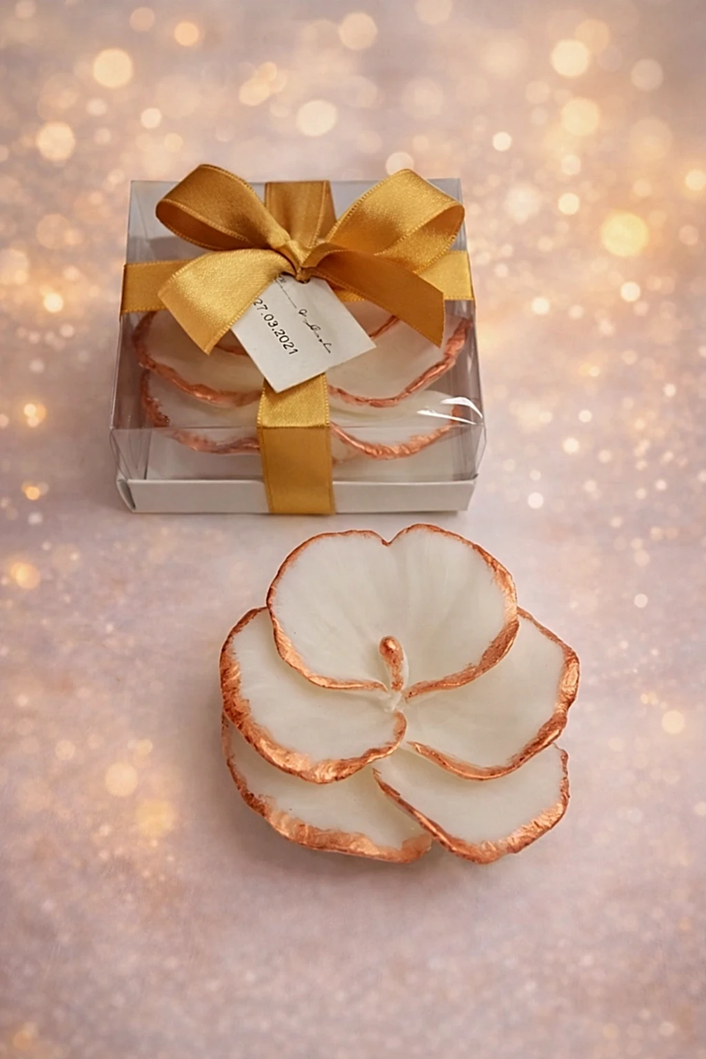 Orkide Büyük Boy Yaldız Boyalı Mum 