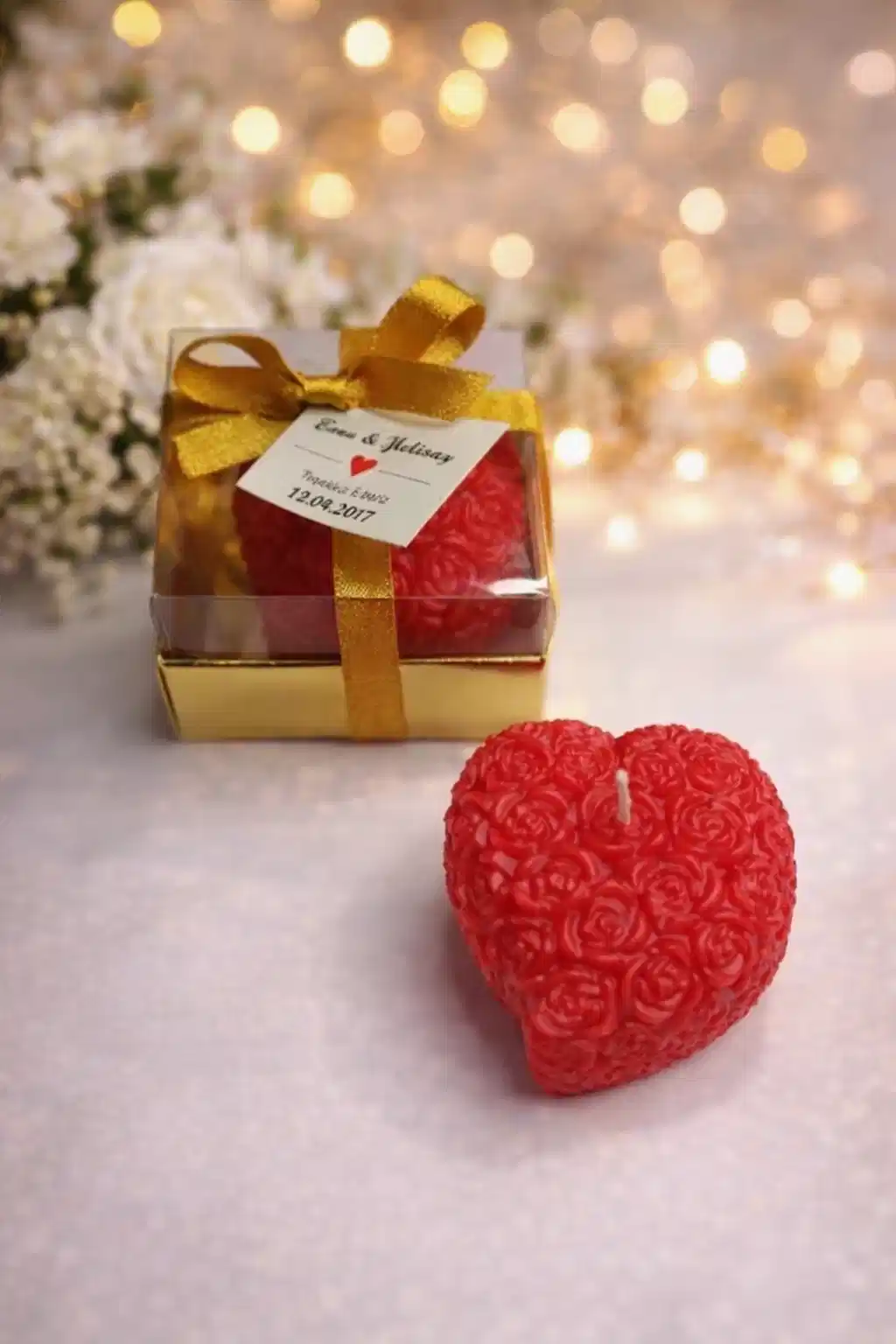 Kalpli Sırma Gül Mum