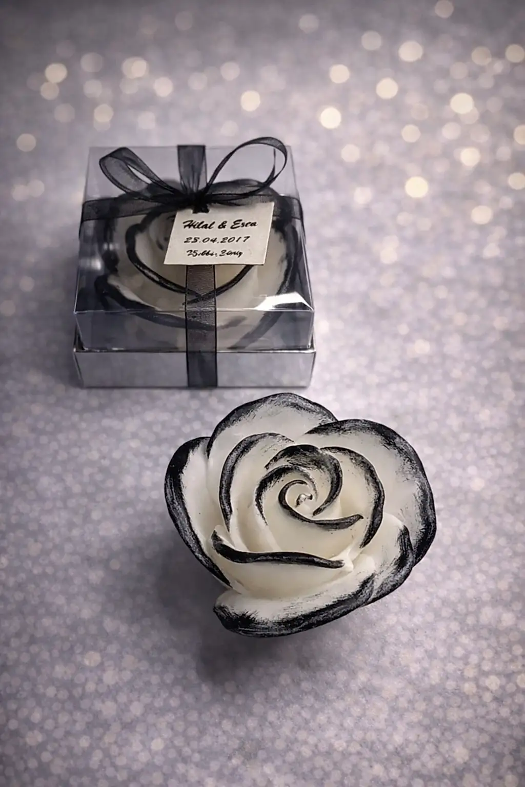 Gül Yaldız Boyalı Mum 