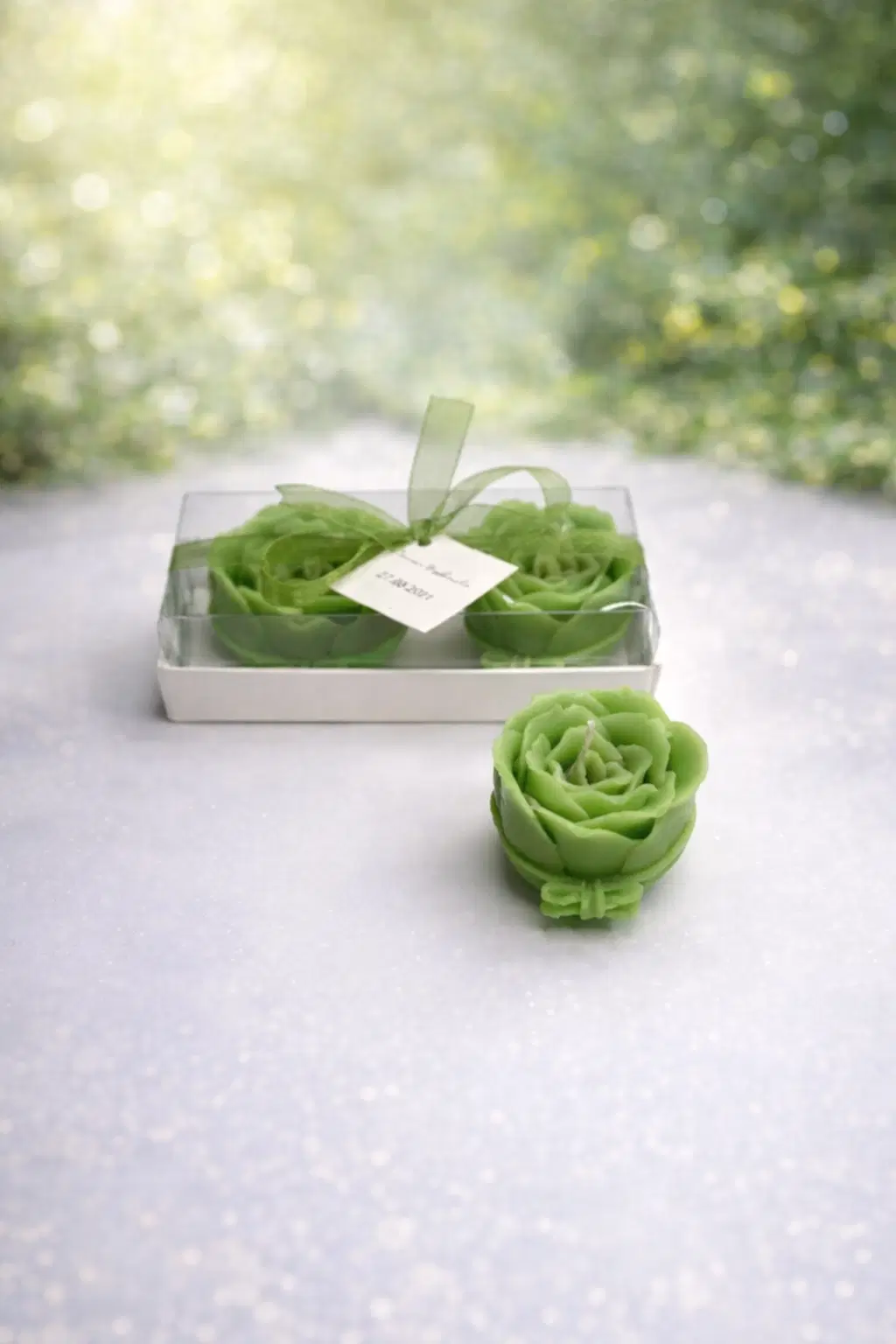 Fiyonklu Gül Mum İkili Set 