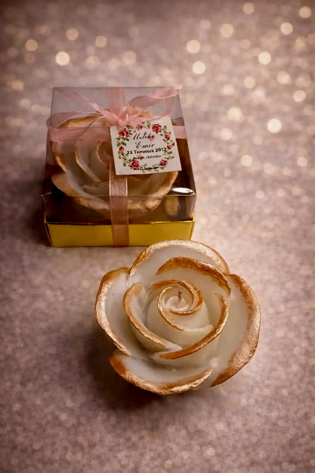 Gül Yaldız Boyalı Mum 