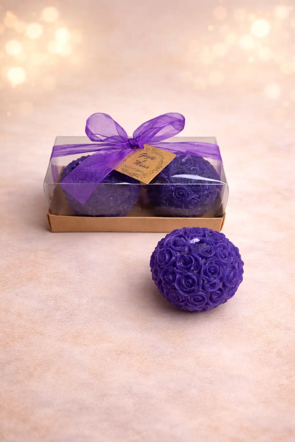 Top Gül Mum İkili Set 