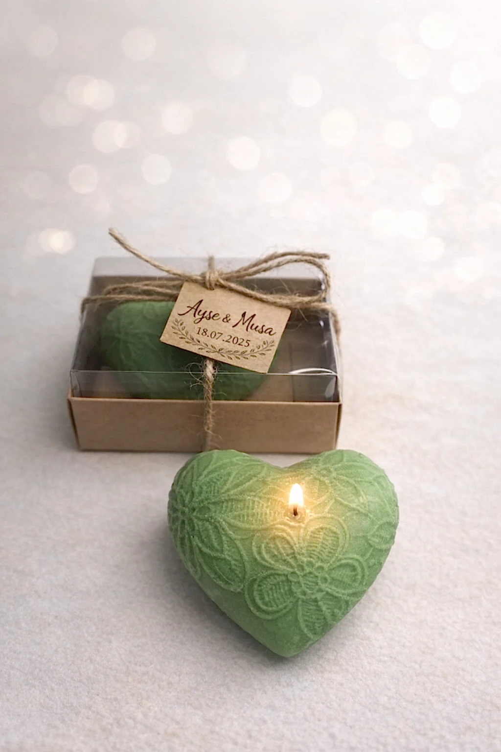 Desenli Kalp Dekoratif Mum