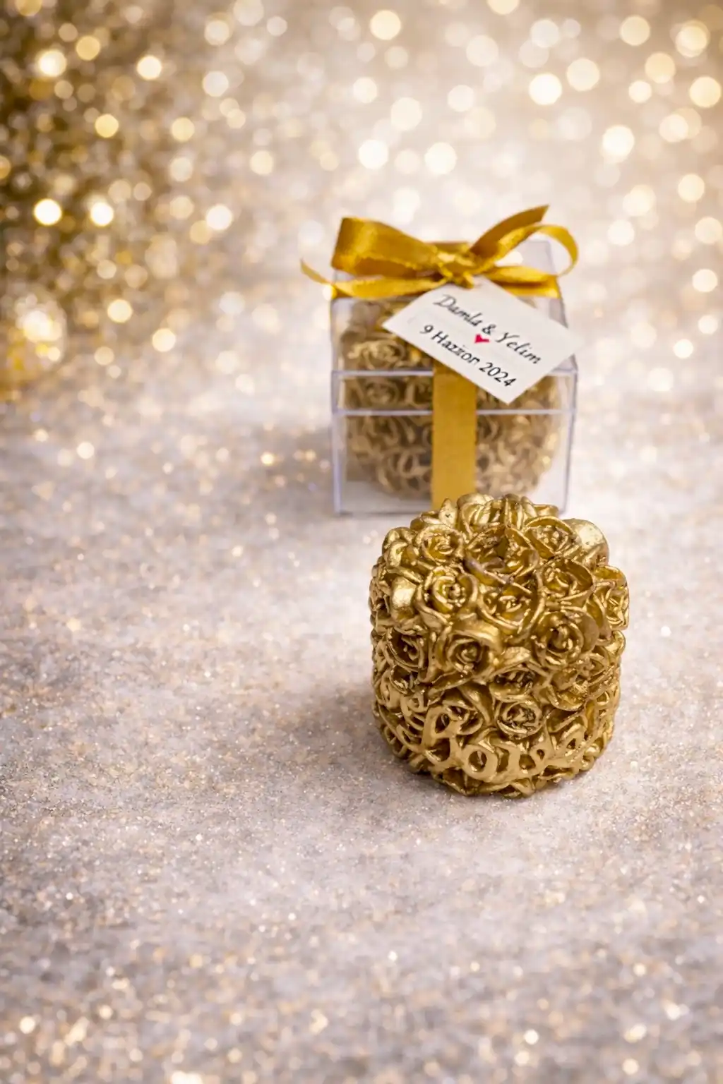 Mika Kutu Rulo Gül Yaldız Mum 