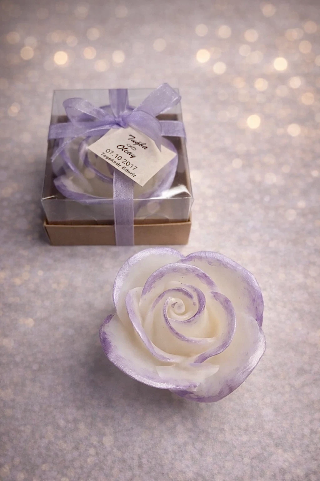 Gül Yaldız Boyalı Mum 