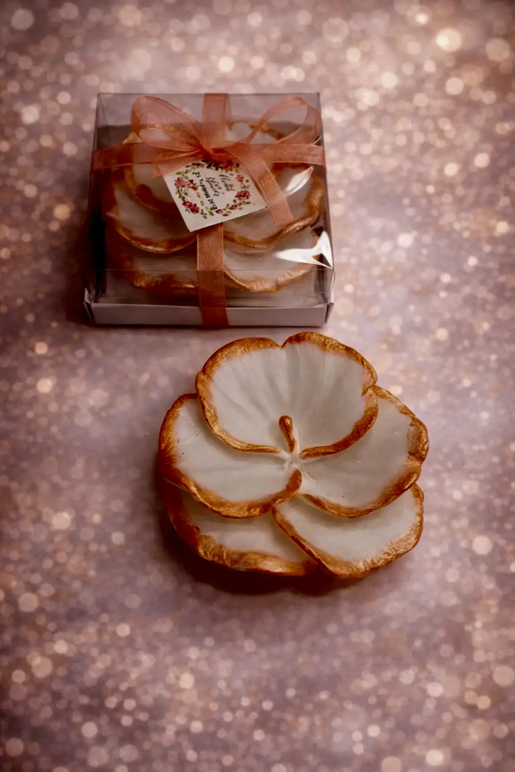 Orkide Büyük Boy Yaldız Boyalı Mum 