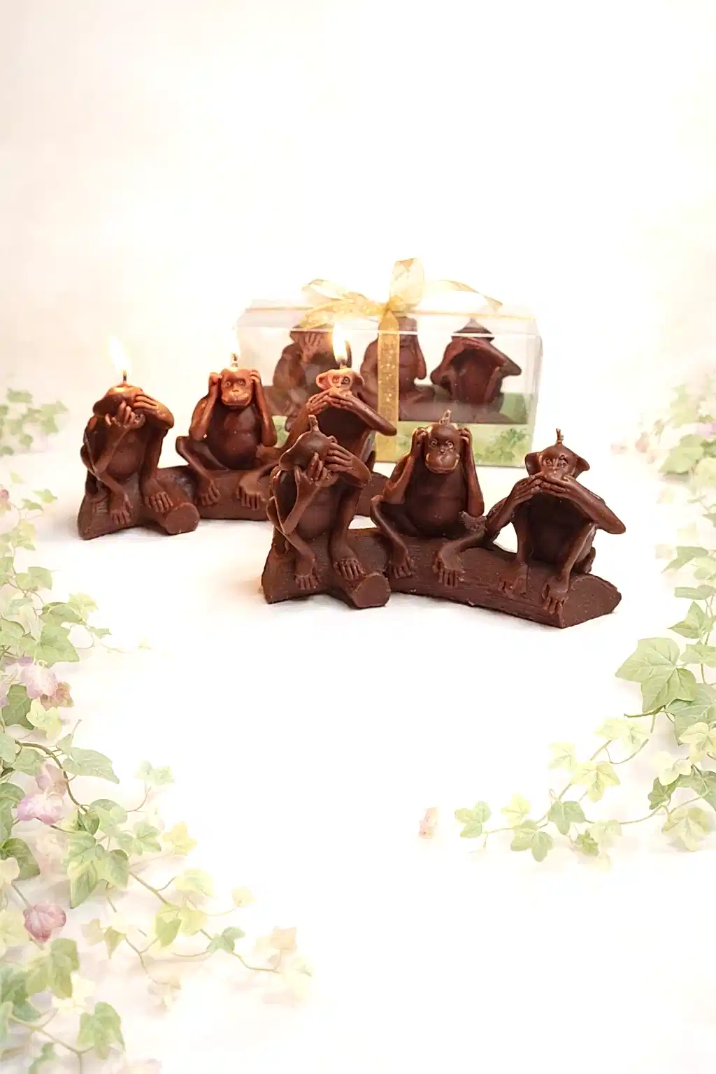 Üç Maymun Figürlü Mum 