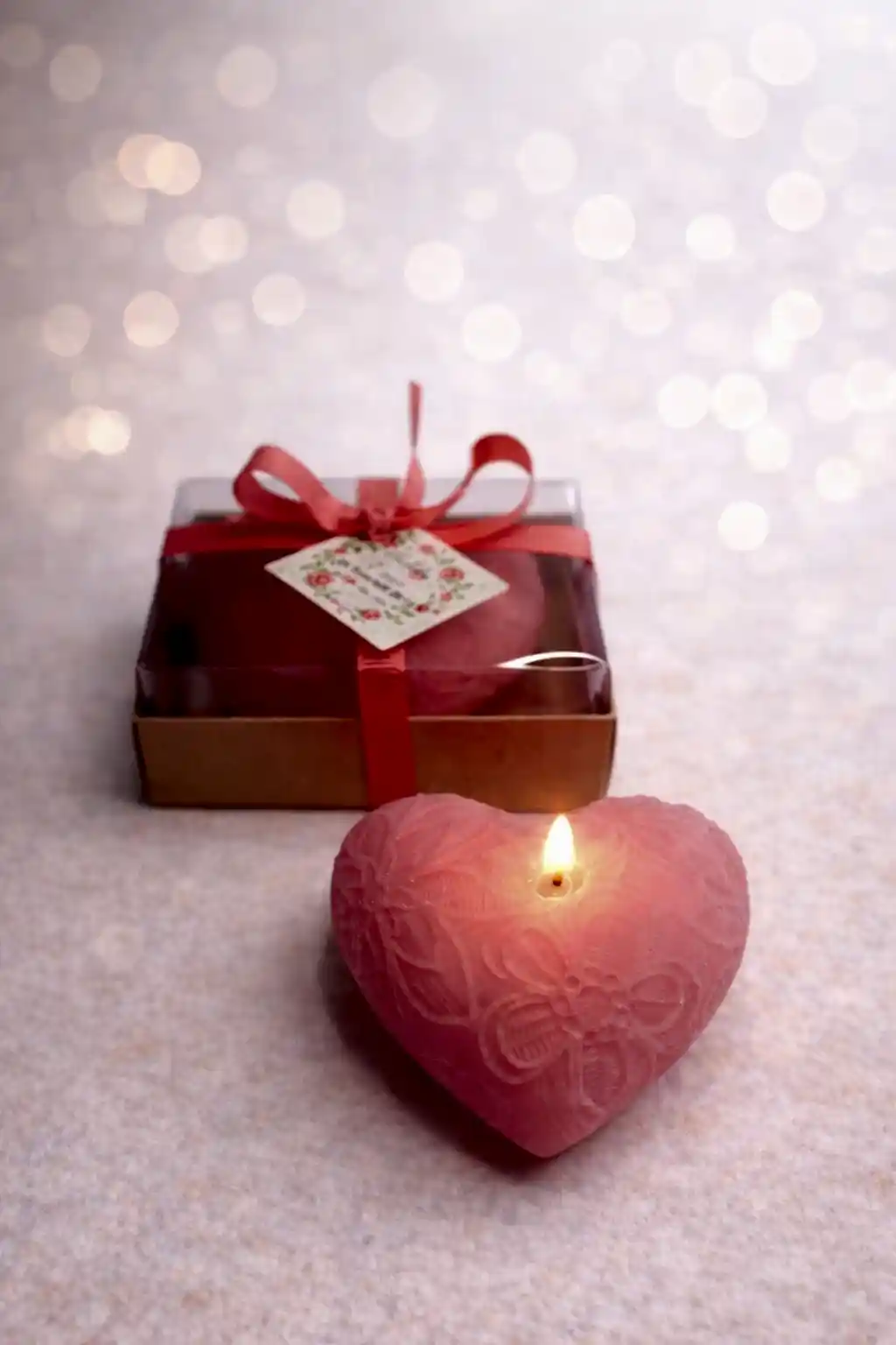Desenli Kalp Dekoratif Mum