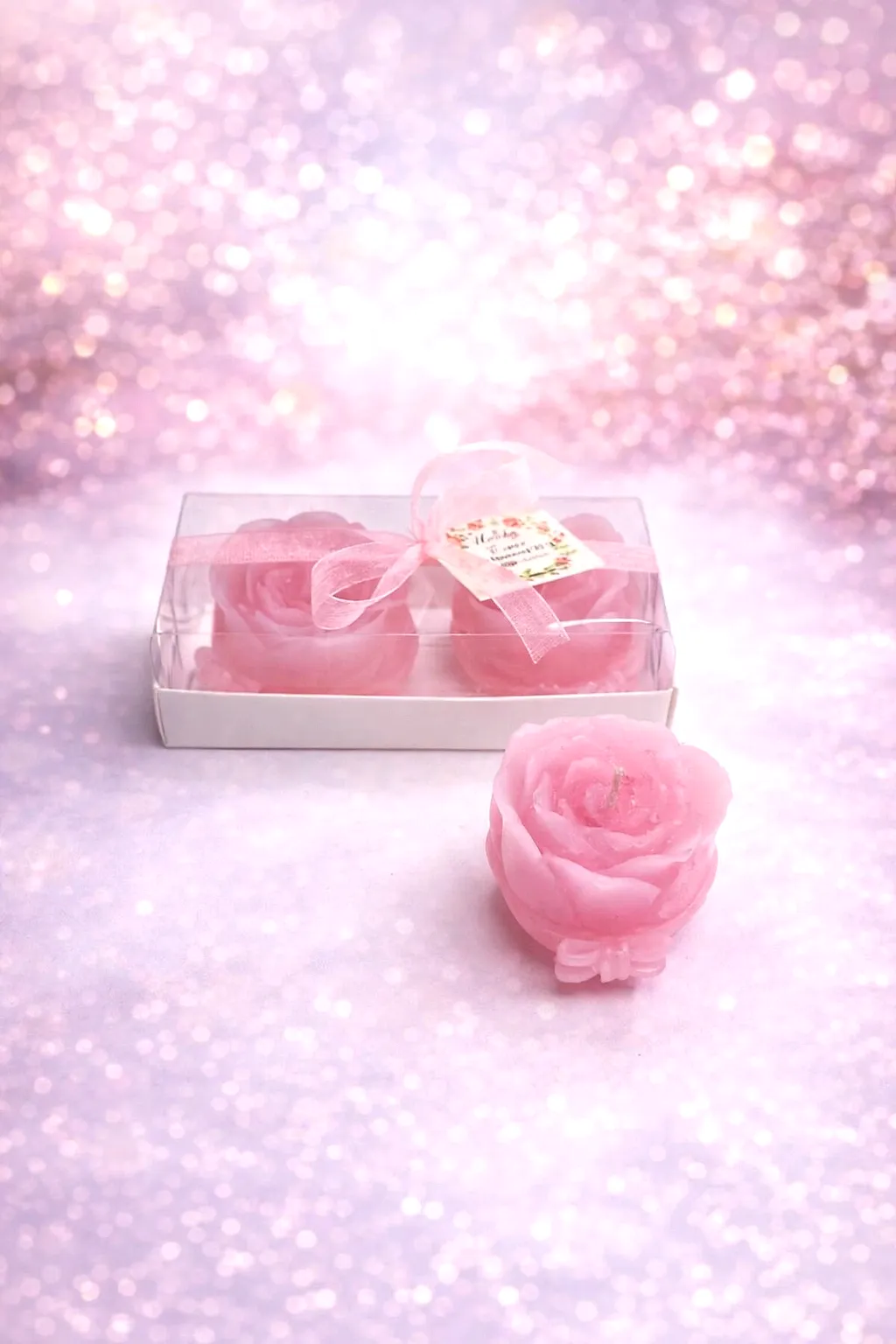 Fiyonklu Gül Mum İkili Set 