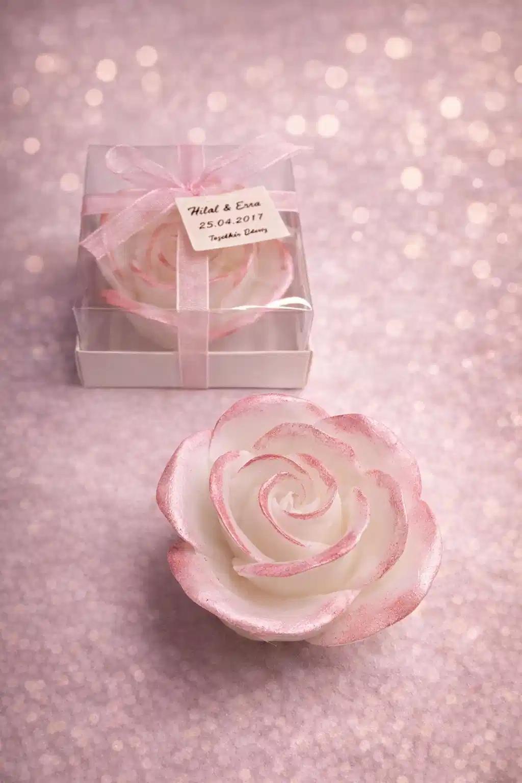 Gül Yaldız Boyalı Mum 