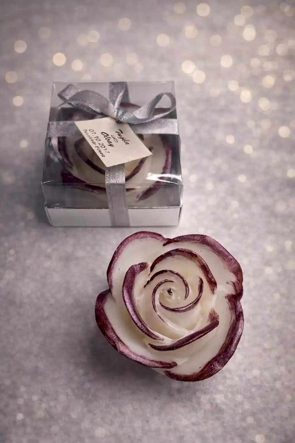 Gül Yaldız Boyalı Mum 