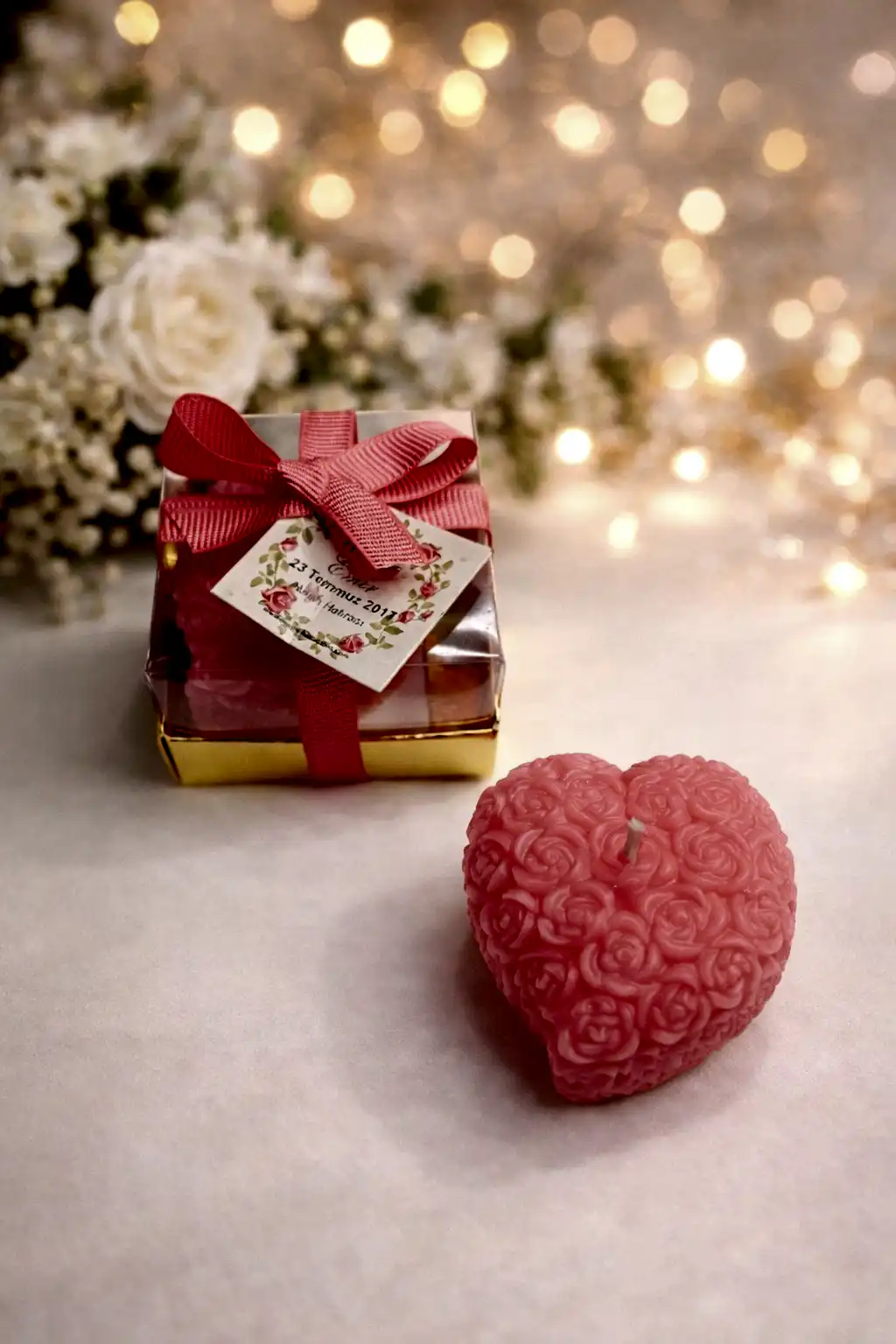 Kalpli Sırma Gül Mum