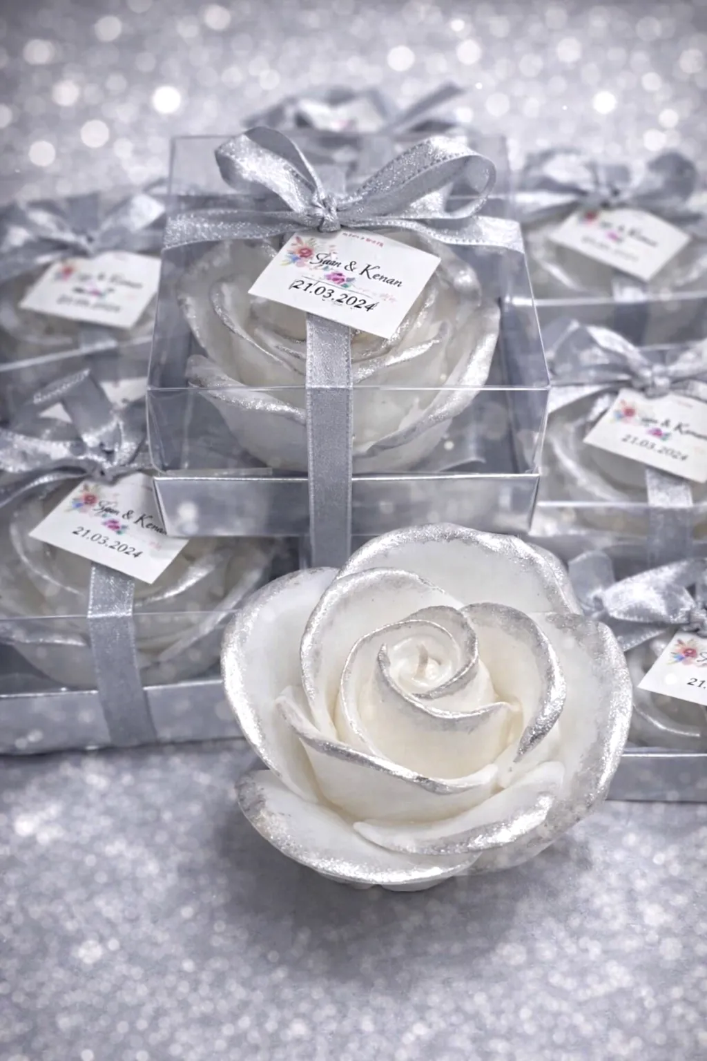 Gül Yaldız Boyalı Mum 