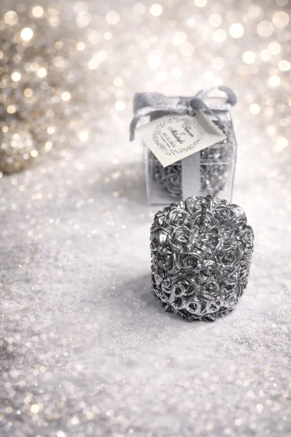 Mika Kutu Rulo Gül Yaldız Mum 