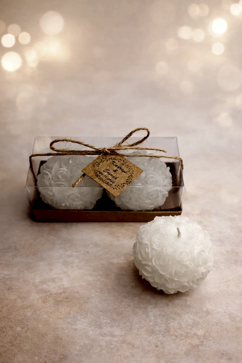 Top Gül Mum İkili Set 