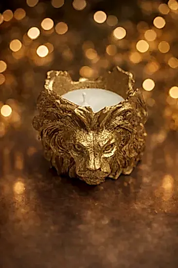 Aslan Model 2 Yaldız Boyalı Dekoratif Mum | Mum