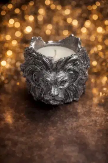 Aslan Model 2 Yaldız Boyalı Dekoratif Mum | Mum