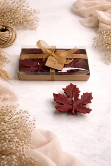 Yaprak Mum Model 1 İkili Set | Nikah Hediyesi