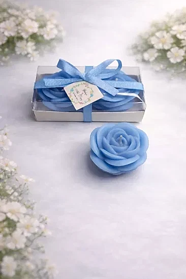 Gül Mum Model 2 İkili Set |  Nikah, Nişan Hediyesi