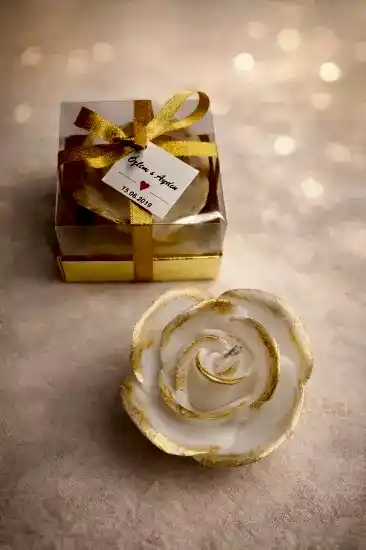 Gül Yaldız Boyalı Mum | Söz & Nişan Hediyeliği