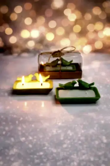 Çifte Kumrular Mum | Nikah Şekeri, Söz Hediyeliği