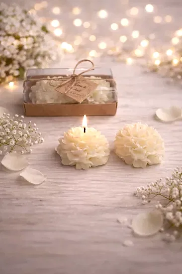 Ortanca Mum Model 1 İkili Set |  Nikah Şekeri Mum