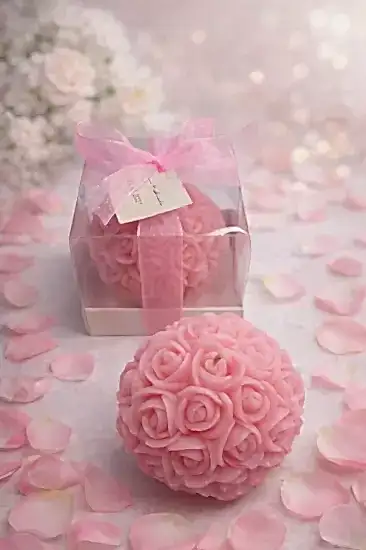 Büyük Top Gül Mum |  Nikah Şekeri Hediyesi