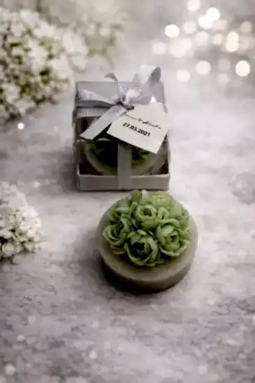Saksıda Güller Mum Nikah Şekeri | Düğün Hediyesi