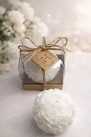 Büyük Top Gül Mum |  Nikah Şekeri Hediyesi