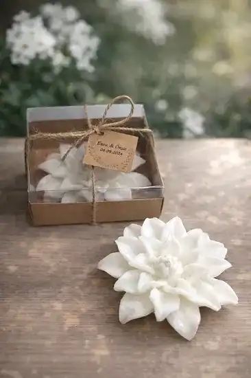 Nilüfer Mum Model 2 | Nikah Şekeri Mum Hediyesi