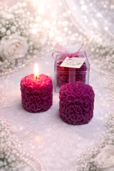 Mika Kutu Rulo Gül Mum Nikah Şekeri | Kişiye Özel