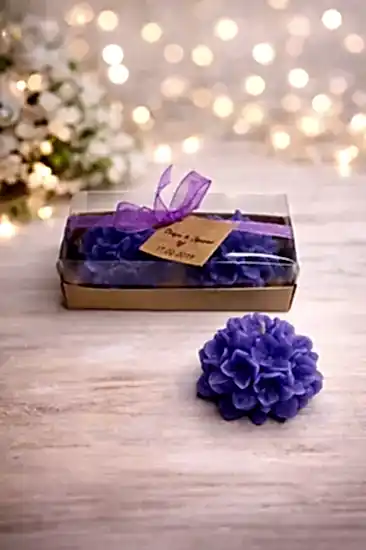 Ortanca Mum Model 1 İkili Set |  Nikah Şekeri Mum