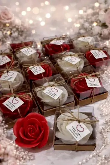 Gül Tasarım Mum Nikah Şekeri | Düğün Hediyeliği