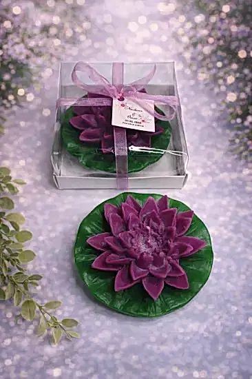 Nilüfer Çiçekli Mum | Nikah Mumu ve Söz Hediyeliği