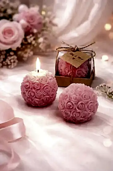 Top Gül Mum Nikah Şekeri | Düğün Nikah Hediyesi