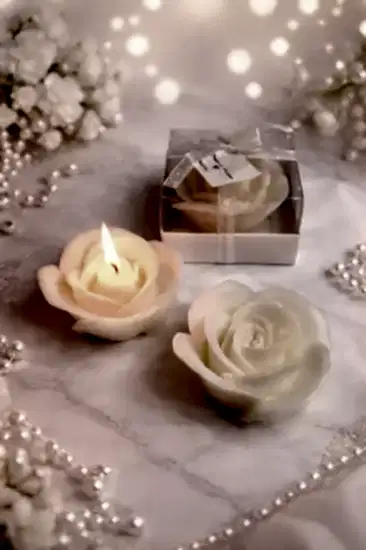 Gül Tasarım Mum Nikah Şekeri | Düğün Hediyeliği
