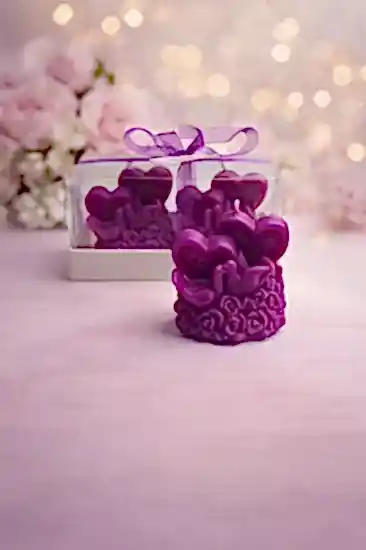 Sevgi Mum Güvercinleri İkili Set | Nişan Hediyesi